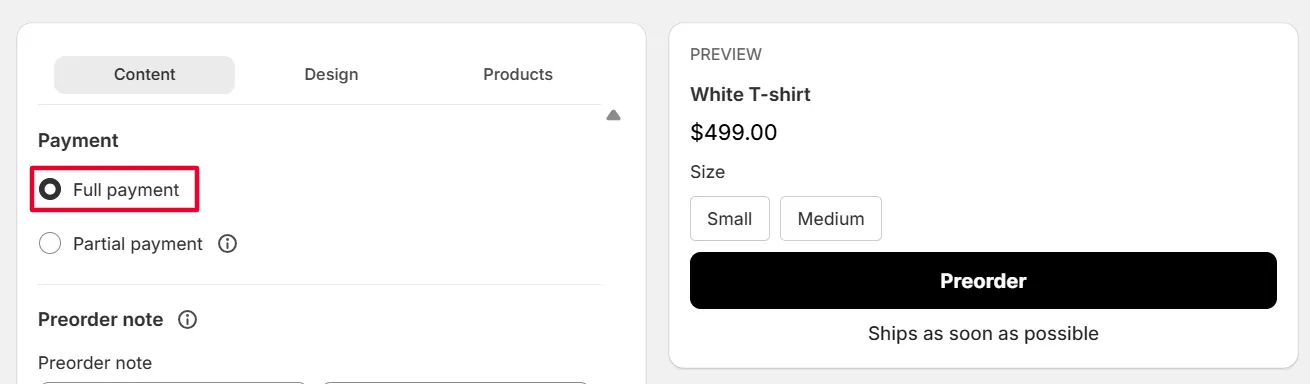 Screenshot: 1 Full Payment