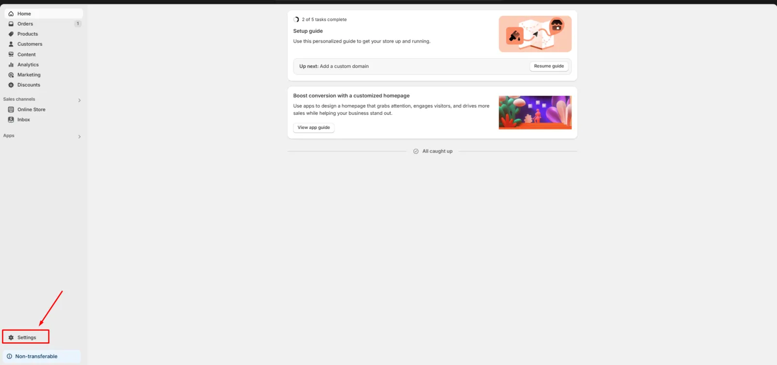 Screenshot: 1. In the navigation tab, go to Settings
