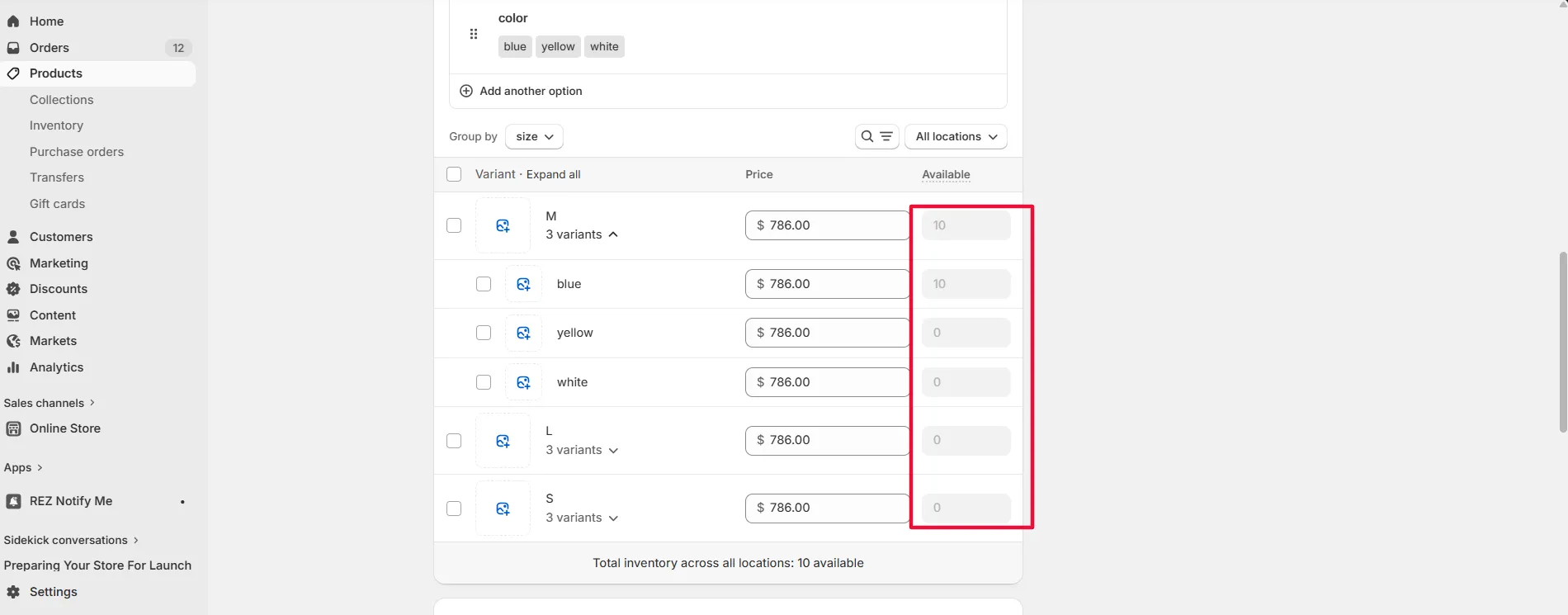 Screenshot: This number will be used as the maximum number of preorders customers can place.