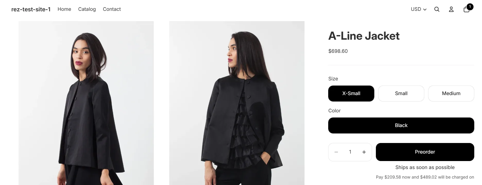 Screenshot: Here is what customer will see on product page: