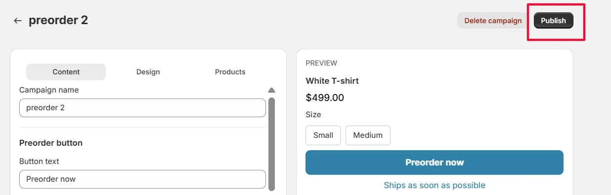 Screenshot: If it’s not published, click “Publish”