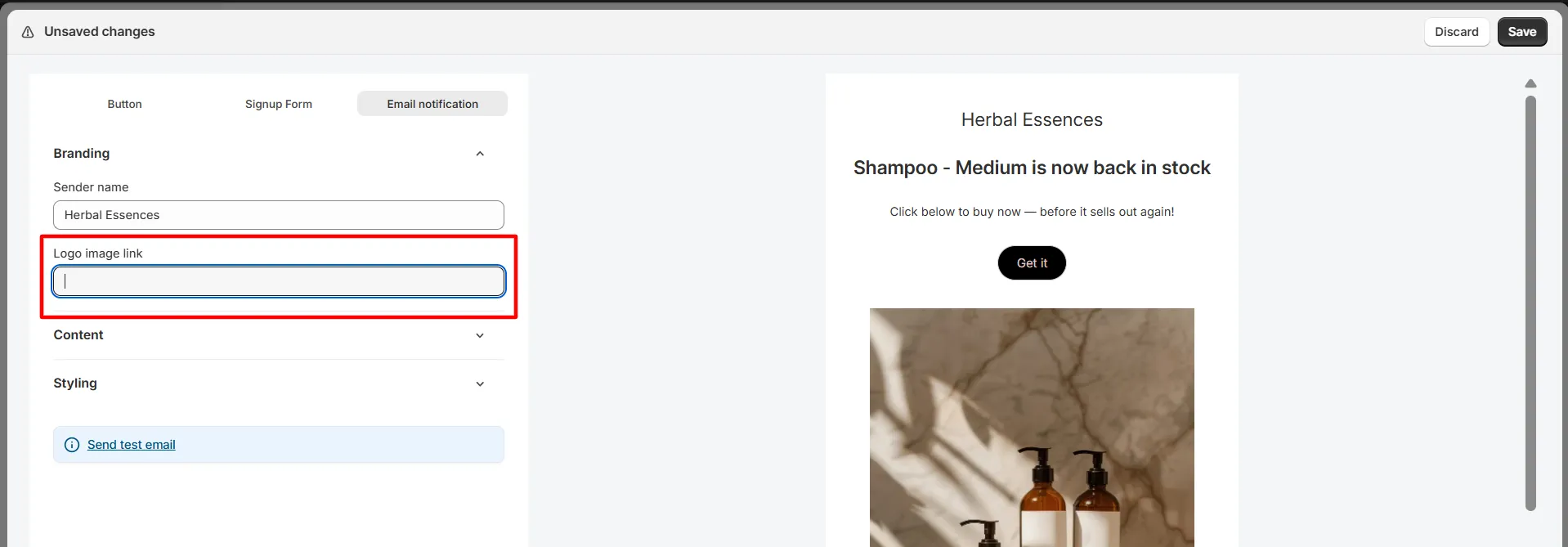 Screenshot: 2. Find the Logo Image Link