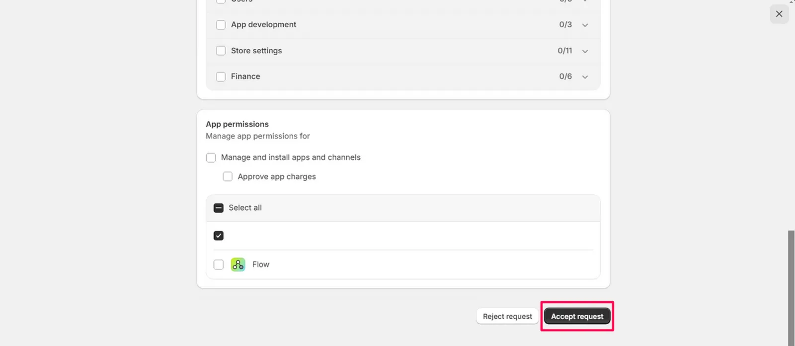 Screenshot: We already ticked the permissions we needed. So you just need to click “accept request”