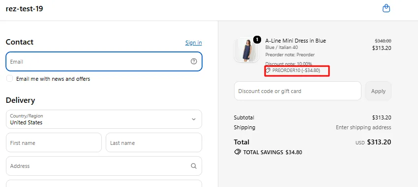 Screenshot: 4. Confirm the Shopify discount is automatically applied in cart and checkout